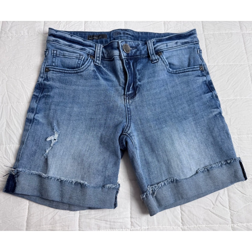 Kut from the Kloth Boyfriend Denim Shorts Blue Distressed‎ Size 2
